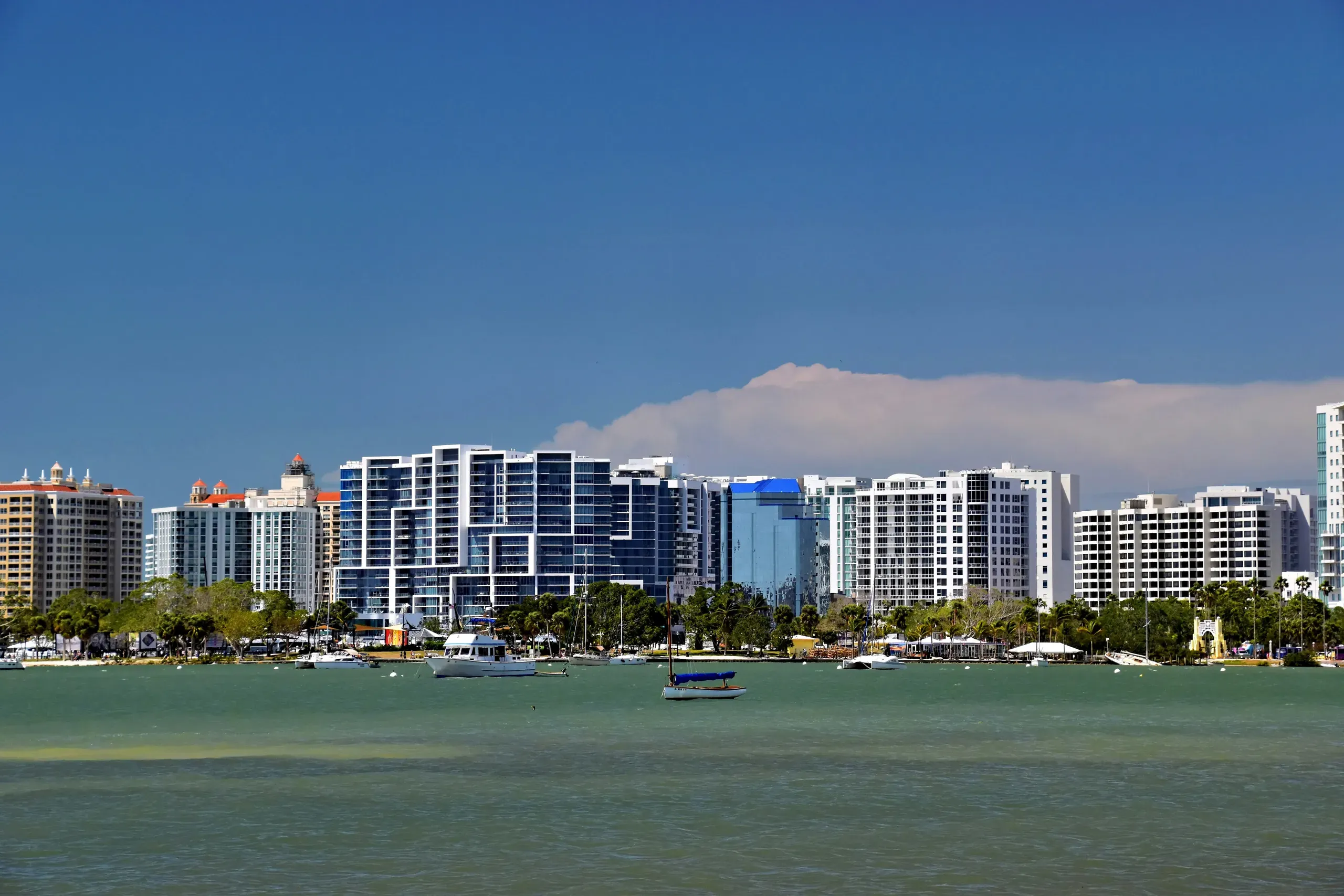 Waterfront high-rise condominiums along the Sarasota, Florida bayfront