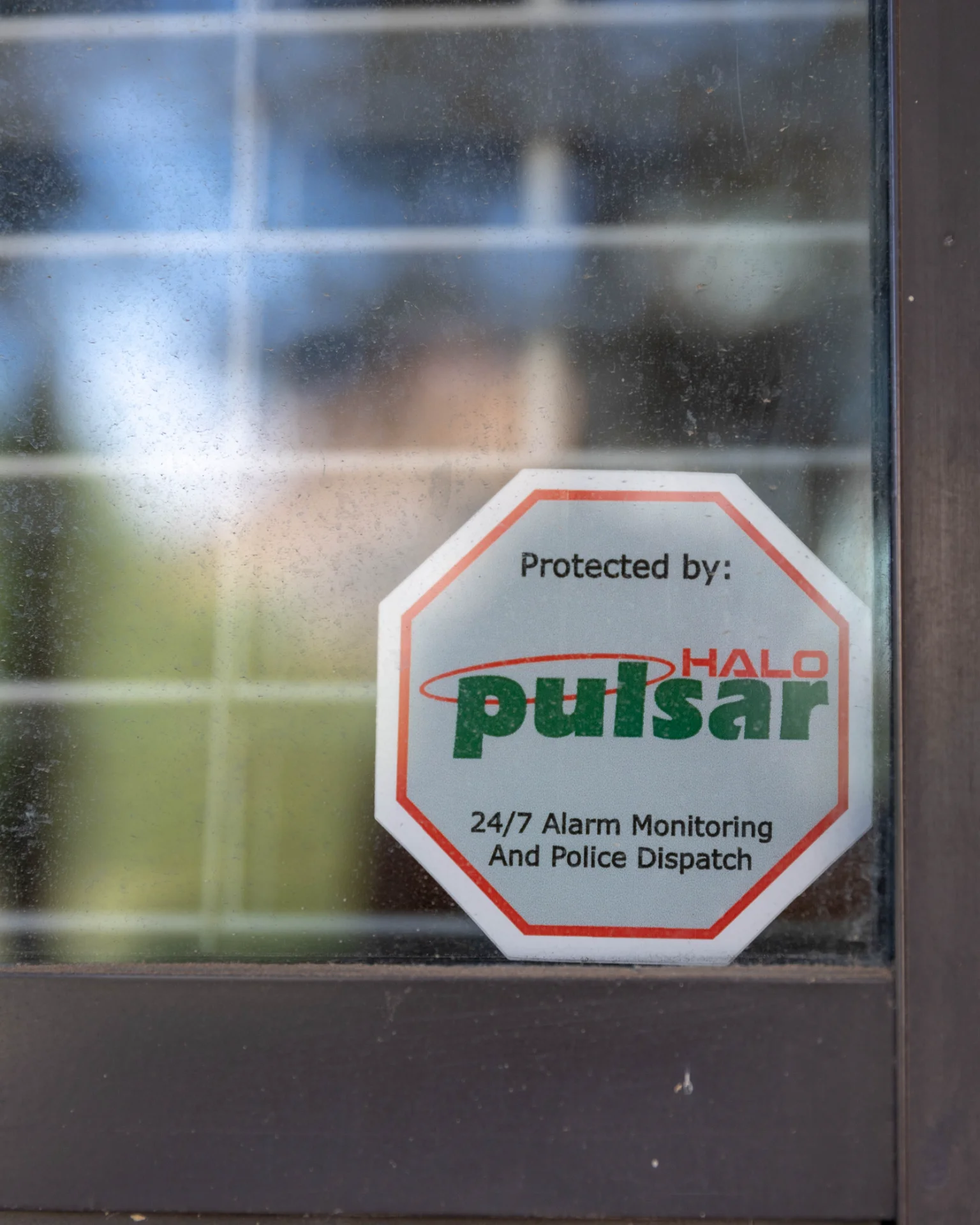 Protected by Pulsar window security sticker